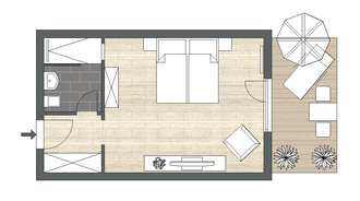 Doppelzimmer Superior Terrasse mit eigenem Garten